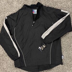NWT Majestic Cool Base convertible Black Gray Pullover baseball Jacket, size M